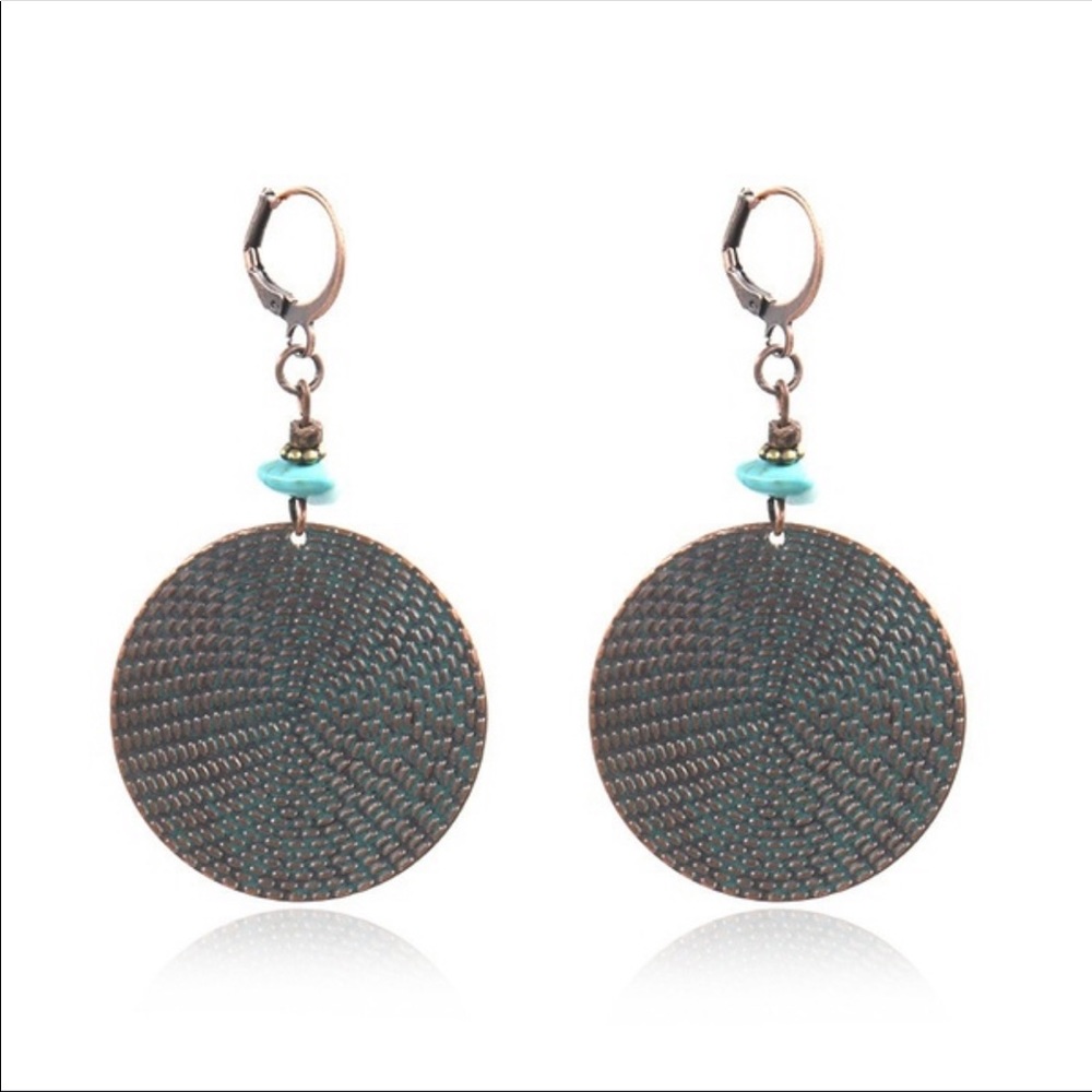 Bohemian claw hook mandala tribal patina earrings - Picture 4 of 7